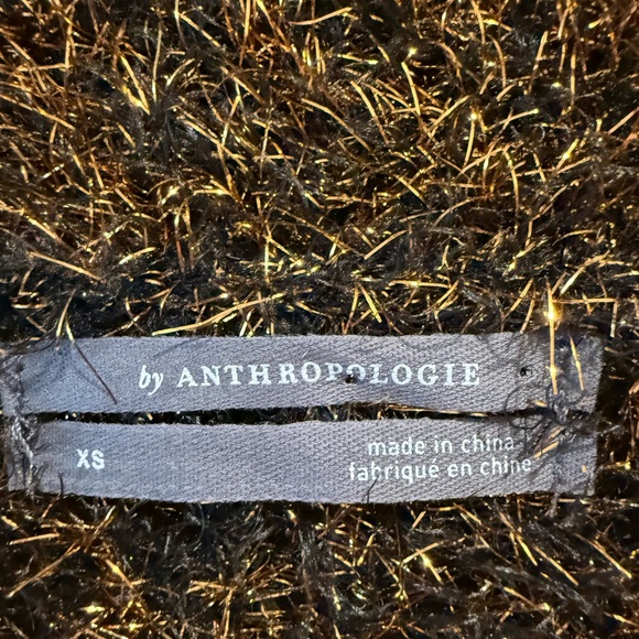 Anthropologie Black & Gold Metallic Eyelash Cardigan Size XS - Picture 2 of 6